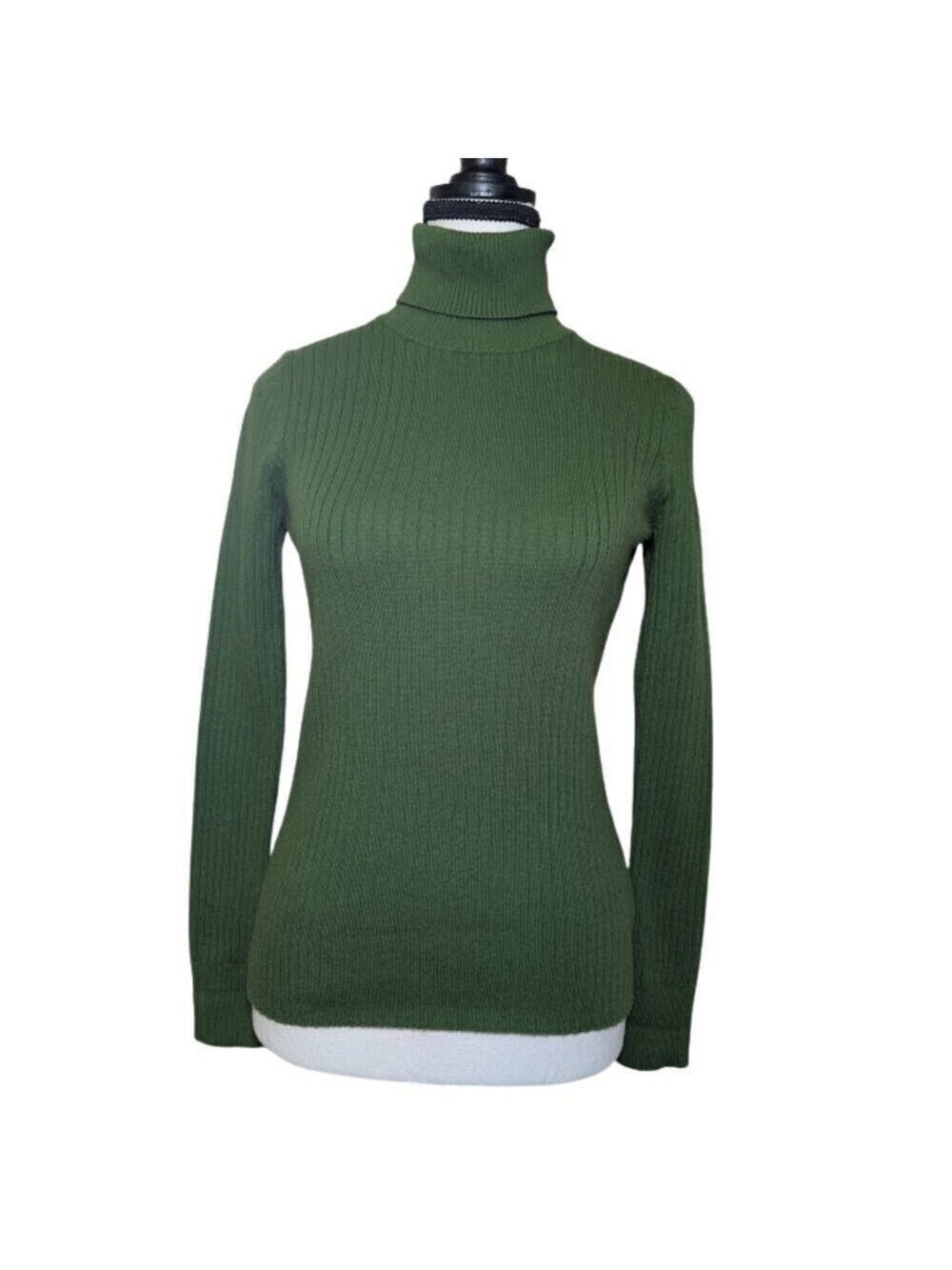 Merona Ribbed Knit Turtleneck Sweater Women’s Size S – Forest Green
